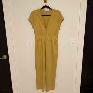Vada Winter x Maverick Mustard Yellow Textured Knit V-Neck‎ Jumpsuit Womens S